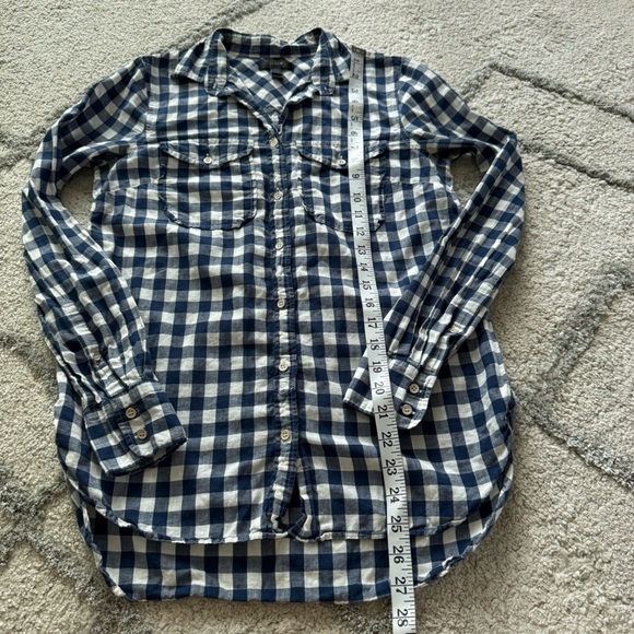 J Crew and The Limited button front checker gingham shirts blue white green XS - Picture 5 of 12